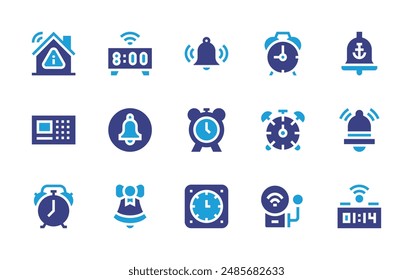 Alarm icon set. Duotone color. Vector illustration. Containing alarm, notificationbell, alarmclock, clock, bell, danger, notification.