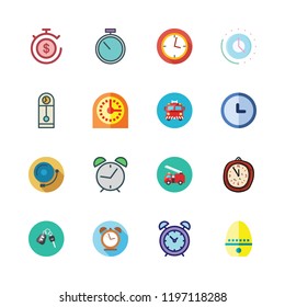 alarm icon set. vector set about alarm clock id, stopwatch, timer and alarm clock icons set.