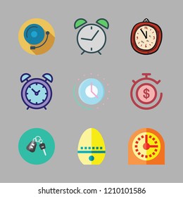 alarm icon set. vector set about timer, clock, alarm clock and time icons set.
