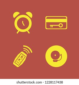 alarm icon. alarm vector icons set key card, school bell, car key signal and alarm