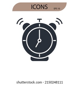 símbolo de iconos de alarma elementos vectores para web infográfica