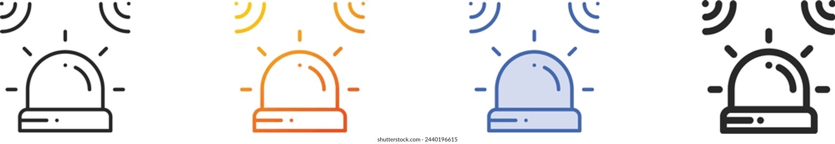 icono de alarma.Diseño lineal delgado, degradado, trazo azul y estilo audaz aislado sobre fondo blanco