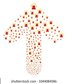 Alarm illustration composed in the shape of ahead directed arrow. Ahead pointer arrow figure made from alarm symbols.
