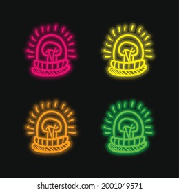 Alarm Light Hand Drawn Tool four color glowing neon vector icon