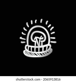 Icono metálico plateado de la herramienta de dibujo de la mano de la luz de alarma