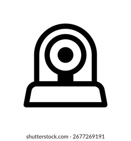 Luz de alarma. Icono de Vector de trazo delineado con detalles rellenos de negro.