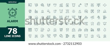 Alarm linear icon set. Sign and Symbol. Editable vector art and illustration. Watch icon. Includes thin line symbols lock, timer, watch and more.