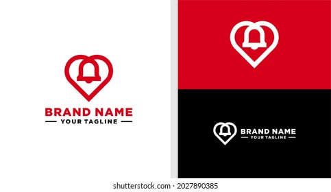 ALARM LOVE LOGO BELL NEGATIVE SPACE EDITABLE