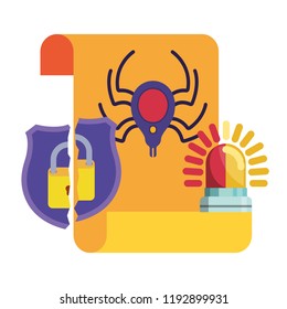 alarm message with broken shield isolated icon