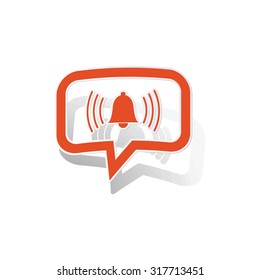 Alarm message sticker, orange chat bubble with image inside, on white background