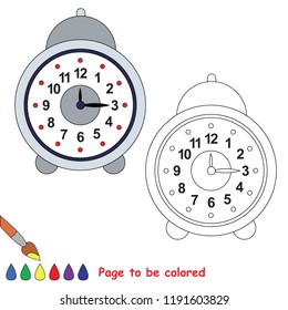 Alarm Metal Clock to be colored, the coloring book for preschool kids with easy educational gaming level.