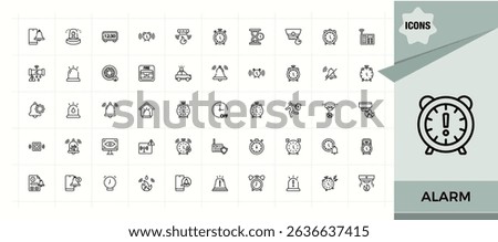 Alarm modern icon set. Vector icons collection. Watch icon set. Contains such icons as timer, fire notification, lock, clock, watch and more.