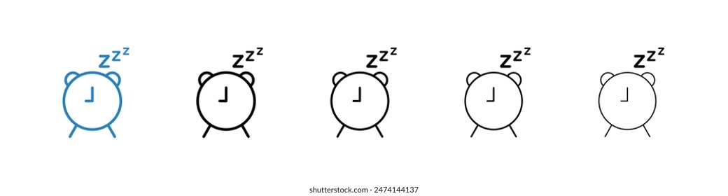 Alarm Nap Time Icon Set. Snooze Buzzer Vector Symbol.