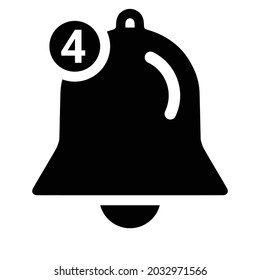 Alarm, notification icon. Black vector graphics.