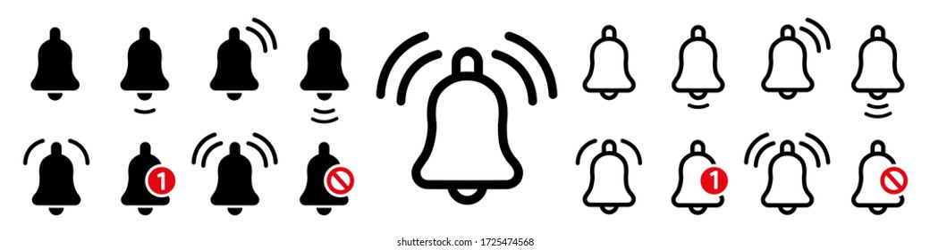 Alarm. Notification icon for messages. The bell rings. Alarm sign for alarm app alarm and smartphone.
