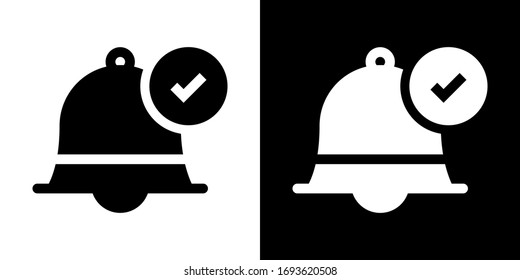 Alarm Notification Ok. Glyph Icon in White and Black Version.
