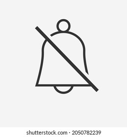 Alarm off or silent, bell ring icon isolated on the grey background