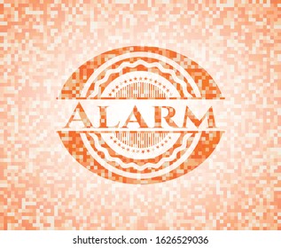 Alarm orange mosaic emblem. Vector Illustration. Detailed.