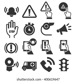 alarm, panic icon set