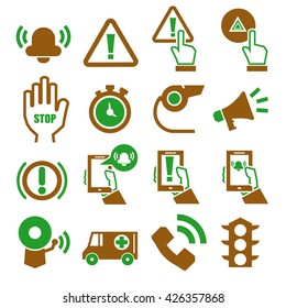 alarm, panic icon set