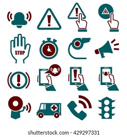 alarm, panic icon set