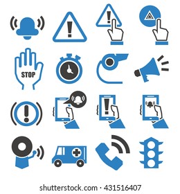 alarm, panic icon set