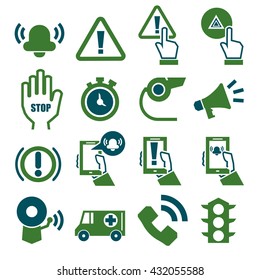 alarm, panic icon set