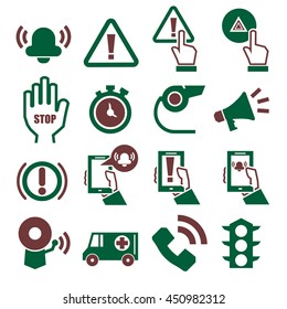 alarm, panic icon set