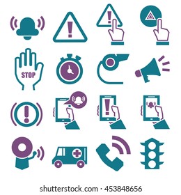 alarm, panic icon set