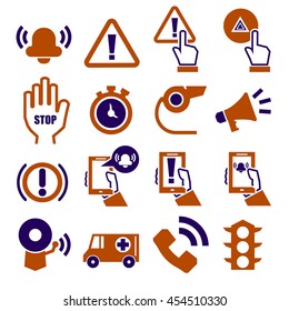 alarm, panic icon set