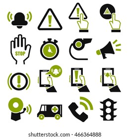 alarm, panic icon set