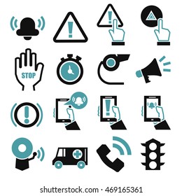 alarm, panic icon set