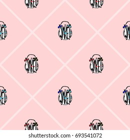alarm pattern lines pink background wake up seamless pattern vector illustration