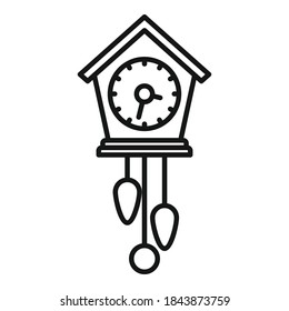 Icono del reloj del péndulo de alarma. Icono del vector del reloj del péndulo de alarma de contorno para diseño web aislado en fondo blanco