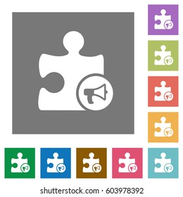 Alarm plugin flat icons on simple color square backgrounds
