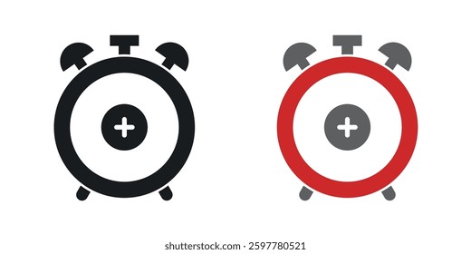 Alarm plus colored icon set. Stock Vector