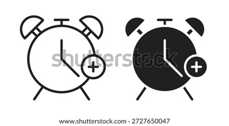 Alarm plus icon in doodle and stroke style.