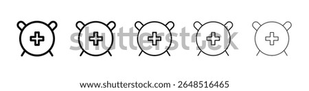 Alarm plus icon filled flat sign concept for web design.