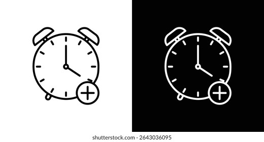 Alarm plus icon Flat style logo vector. perfect for UI designs