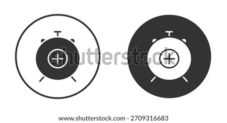 Alarm plus icon in glyph style for web Design. UI UX icons