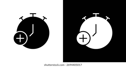 Alarm plus icon illustration element design. black glyph icons