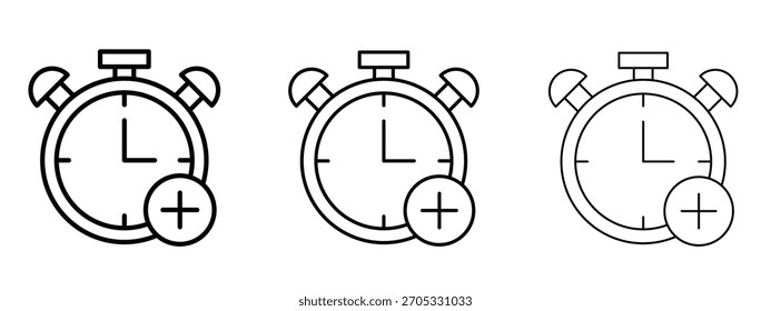 Alarm plus icon linear style sign for mobile concept and web design.
