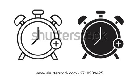 Alarm plus icon for mobile app, editable designs