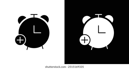 Alarm plus icon Outline sign symbol set