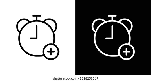 Alarm plus icon shape graphic simple plain clipart symbol. thin line outline art
