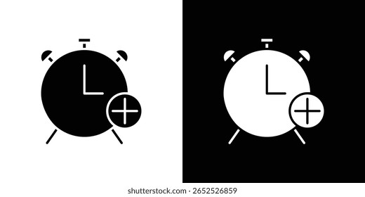 Alarm plus icon symbol collection. Flat vector stock illustration.