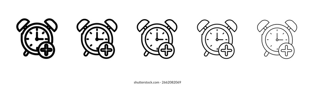 Alarm plus icon Symbol concept for web design.simple line vector icon. logo illustration.