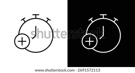 Alarm plus icon. Thin linear vectors pack