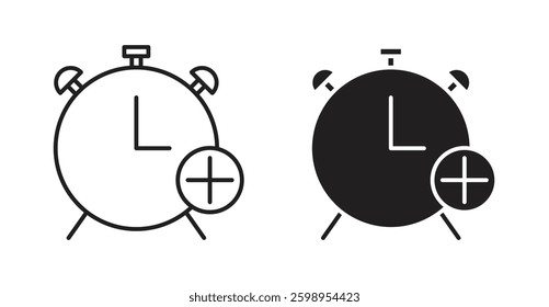 Alarm plus vector line icon illustration collection.