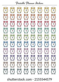 Alarm. Printable planner colored stickers